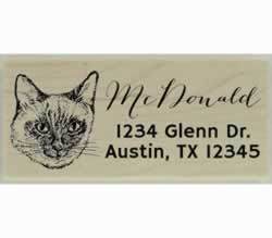 Siamese Cat Face Custom Rubber Stamp - 2.5" X 1" - Stamptopia