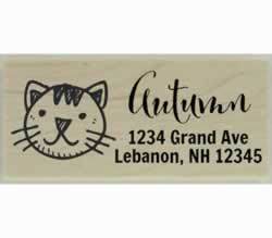 Sketch of Cat Face Custom Rubber Stamp - 2.5" X 1" - Stamptopia