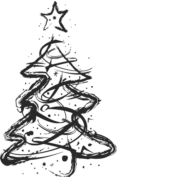 Sketched Artistic Christmas Tree Stamp - Stamptopia