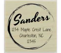 Sketched Circle Border Address Stamp - 2" X 2" - Stamptopia