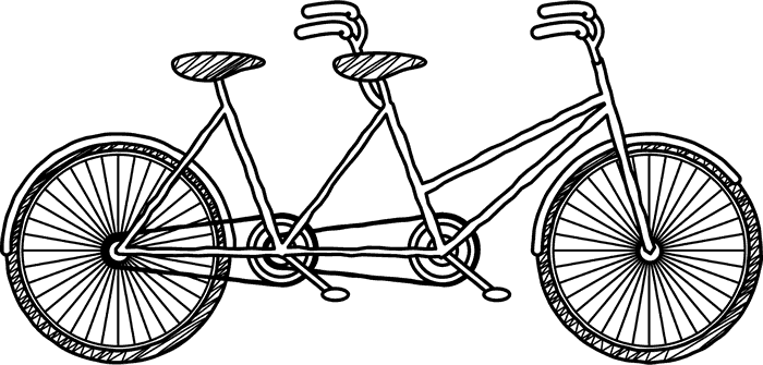 Sketched Tandem Bicycle Stamp - Stamptopia