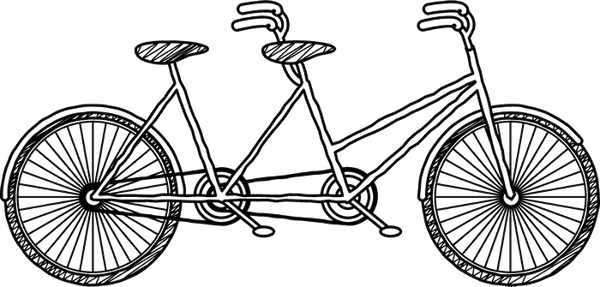 Sketched Tandem Bicycle Stamp - Stamptopia