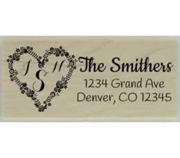 Smithers Heart Initial Monogram Stamp - 2.5" X 1" - Stamptopia