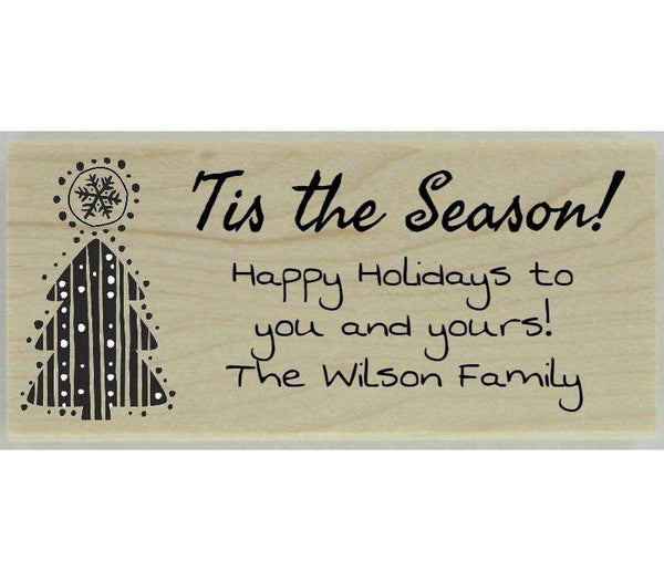 Snowflake Christmas Tree Stamp 2 - 2.5" X 1" - Stamptopia