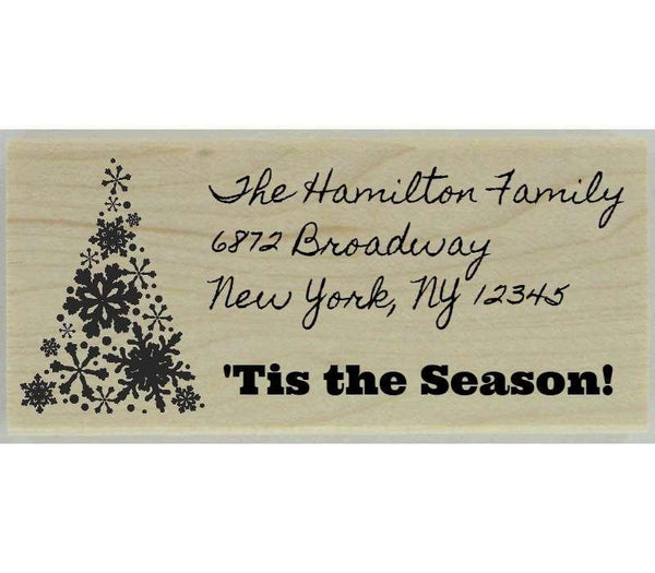 Snowflake Christmas Tree Stamp - 2.5" X 1" - Stamptopia