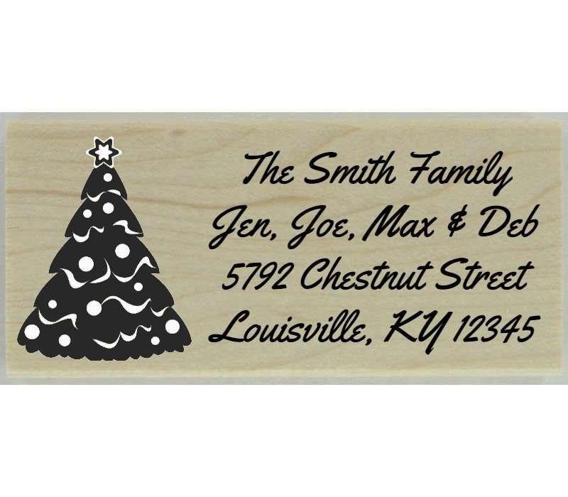 Snowy Christmas Tree Stamp - 2.5" X 1" - Stamptopia