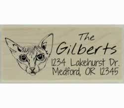 Sphynx Cat Face Custom Rubber Stamp - 2.5" X 1" - Stamptopia