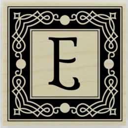 Square Border & Monogram Rubber Stamp - 1.5" X 1.5" - Stamptopia