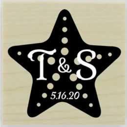 Star Fish Monogram Rubber Stamp - 1.5" X 1.5" - Stamptopia