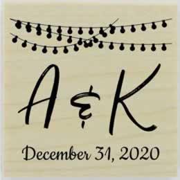 String Of Lights With Monograms Rubber Stamp - 1.5" X 1.5" - Stamptopia