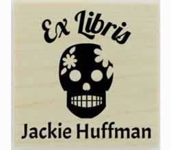 Sugar Skull Personalized Book Stamp - 1.5" X 1.5" - Stamptopia