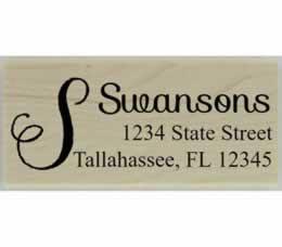 Swanson Calligraphy Monogram Address Stamp - 2.5" X 1" - Stamptopia