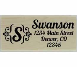 Swanson Ornamental Monogram Address Stamp - 2.5" X 1" - Stamptopia