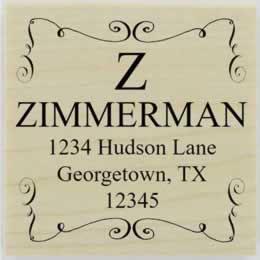 Swirl Border Monogram Address Stamp - 1.5" X 1.5" - Stamptopia