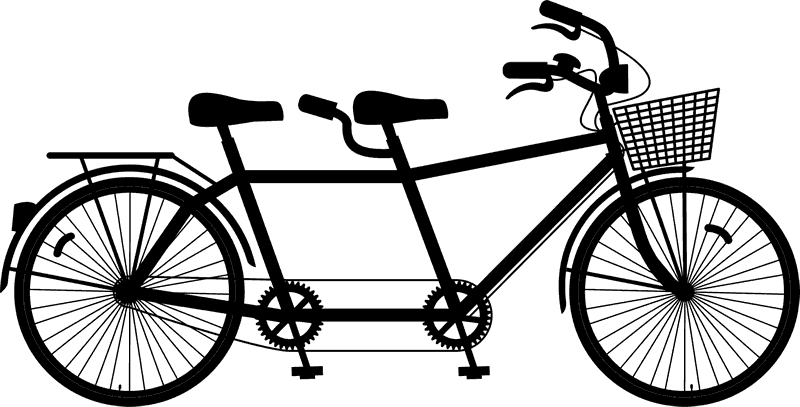 Tandem Bicycle With Basket Stamp - Stamptopia