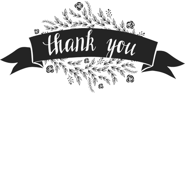 Thank You Stamp With Flowers And Ribbon Banner - Stamptopia