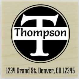 Thompson Round Monogram Name Address Stamp - 1.5" X 1.5" - Stamptopia