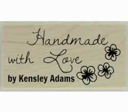 Three Flowers Handmade Custom Stamp - 1.5" X 0.75" - Stamptopia