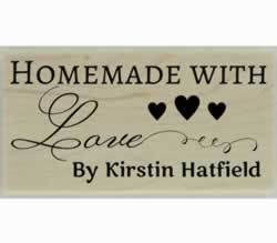 Three Hearts Homemade With Love Custom Stamp - 1.5" X 0.75" - Stamptopia