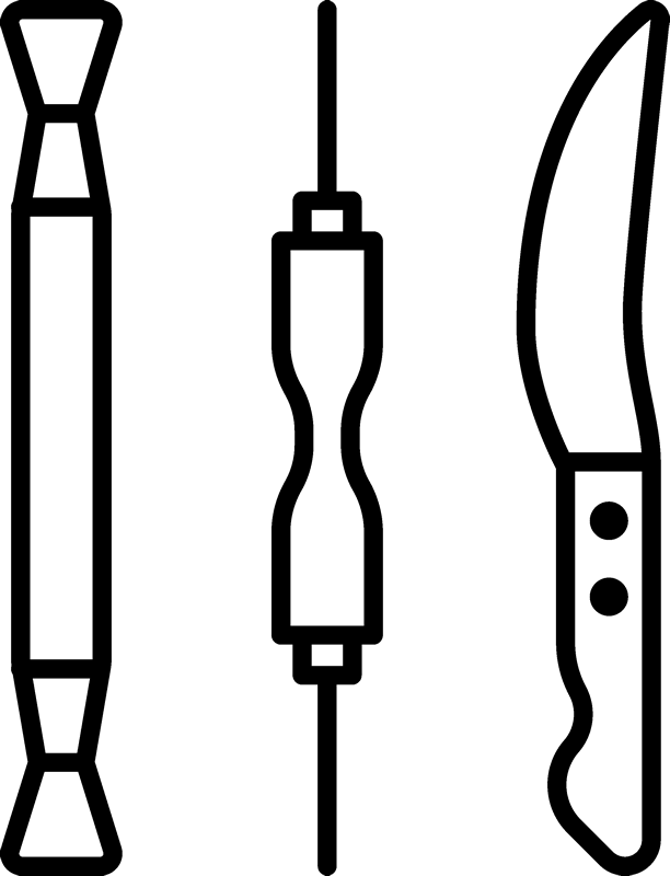 Three Pottery Sculpting Tools Rubber Stamp - Stamptopia