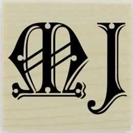 Two Decorative Letter Custom Monogram Stamp - 1.5" X 1.5" - Stamptopia
