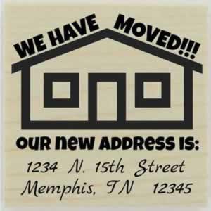 We Have Moved House Outline Address Stamp - 1.5" X 1.5" - Stamptopia