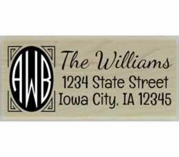 Williams Round Initial Address Stamp - 2.5" X 1" - Stamptopia