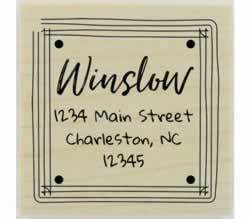 Winslow Square Border Design Address Stamp - 2" X 2" - Stamptopia
